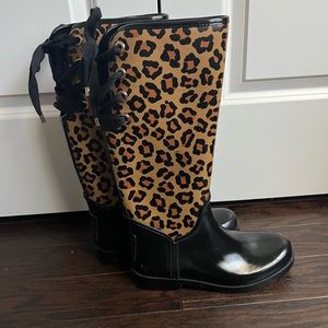Coach leopard rain boots